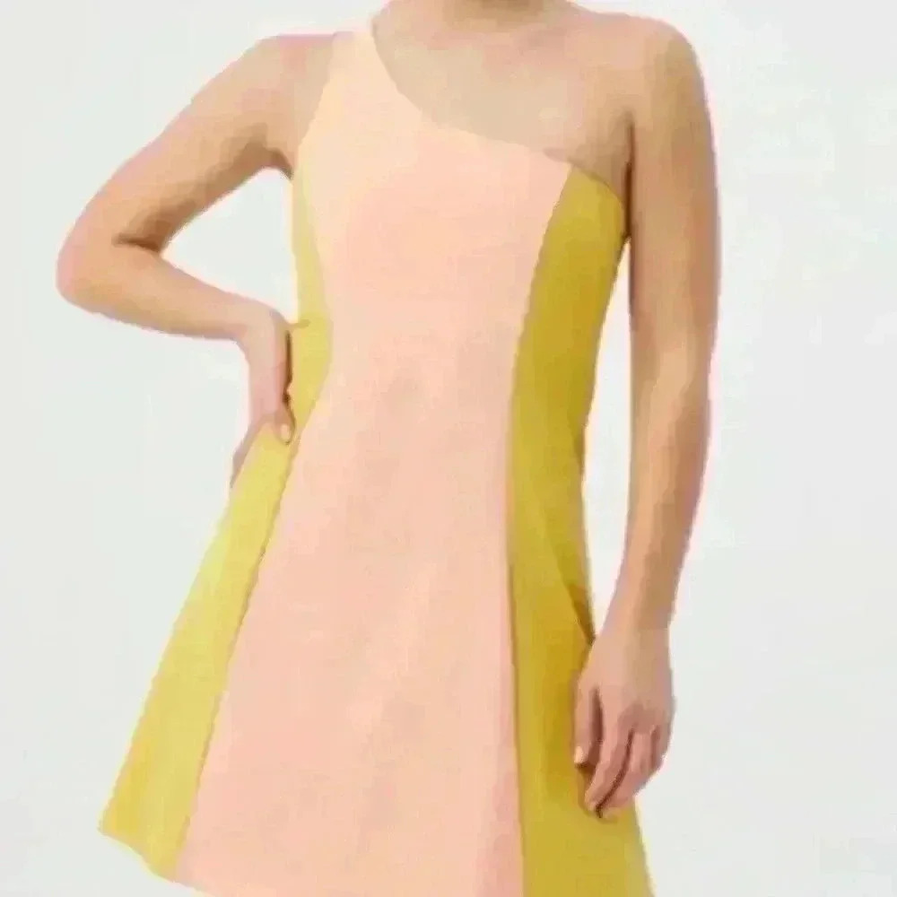 Outdoor Voices One Shoulder Exercise Dress Pink Green‎ S